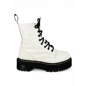 Dr. Martens Jadon White Smooth Leather Platform Boots Women's Size 7 Ankle Zip